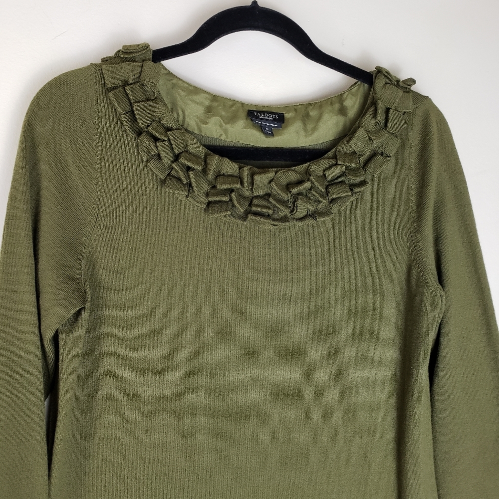 Talbots olive merino wool sweater dress
